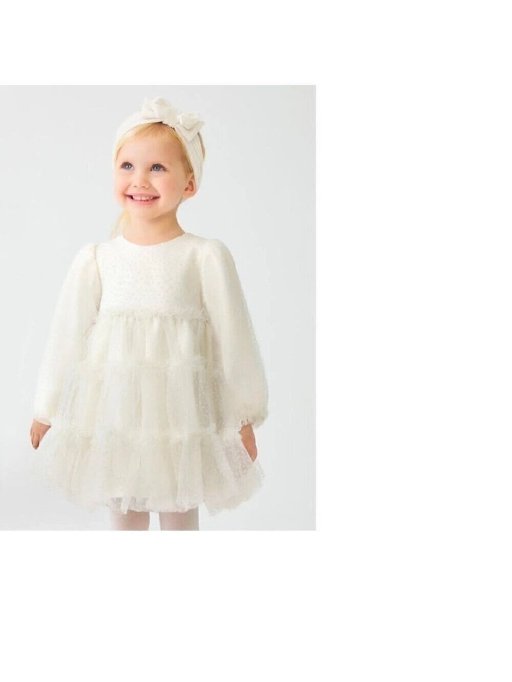 Abel & Lula Plumeti Cream Dot Tulle Dress Cream Baby Toddler 36M